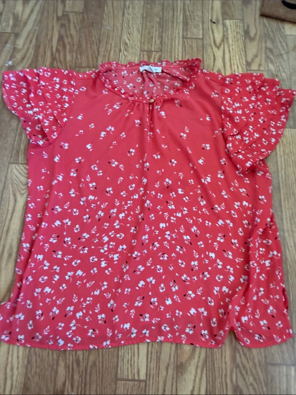 Liz Claiborne Coral Pink Floral Blouse